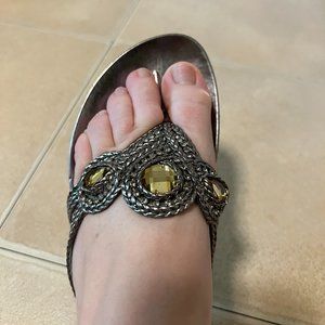 NWT - Lips Too Pewter Embellished Flip Flop - Size 8